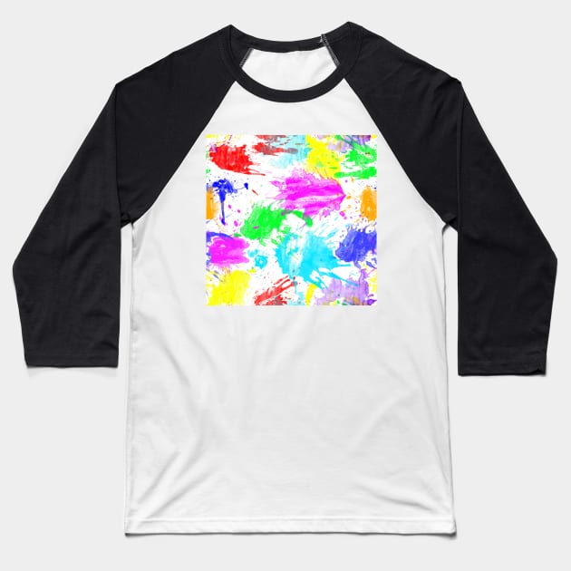 Watercolor splatter effect, brush strokes, spray texture Baseball T-Shirt by ilhnklv